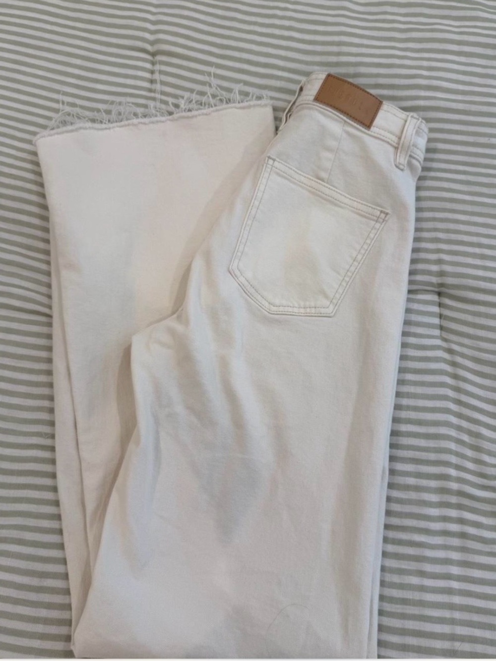 Pistola White Wide-Leg Jeans with Frayed Hem